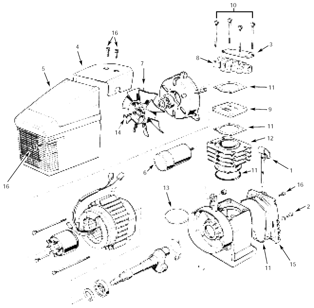 Pump Parts Diagram and Parts List for FX2009  Campbell Hausfeld Compressor